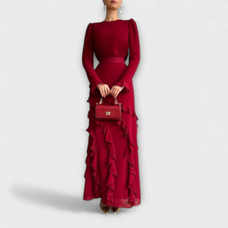 Fallon | Vestido largo con volantes