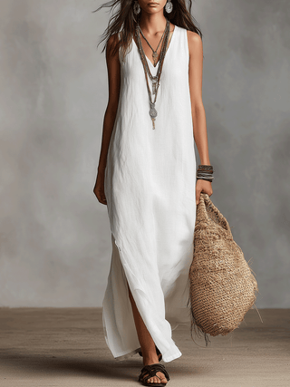 Liliana | Vestido maxi blanco sin mangas