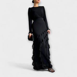 Fallon | Vestido largo con volantes