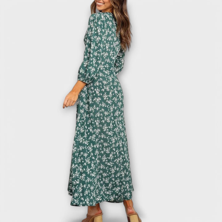 Edelmira | Vestido maxi floral con escote en V