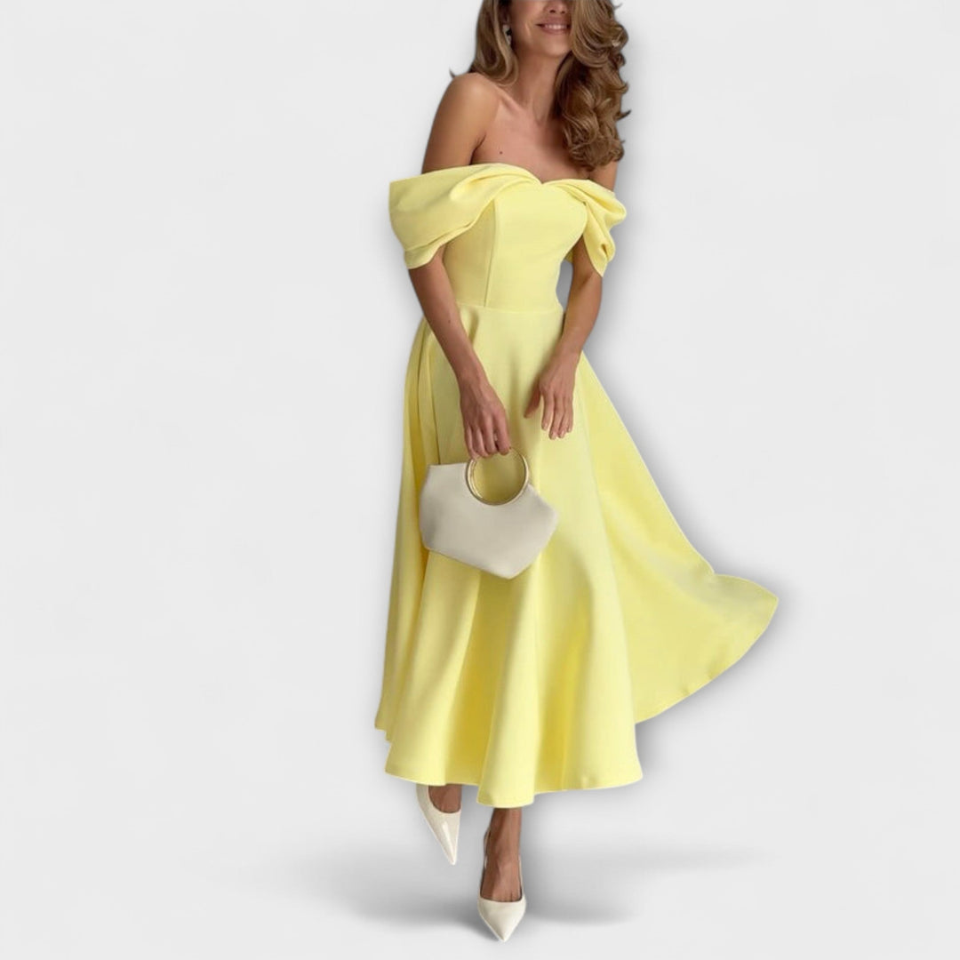 Romy | Vestido maxi de hombros descubiertos