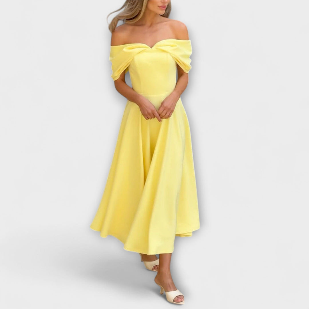 Romy | Vestido maxi de hombros descubiertos