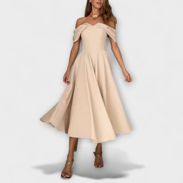 Romy | Vestido maxi de hombros descubiertos