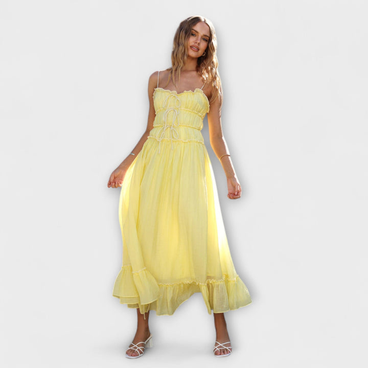 Celine | Vestido midi con volantes