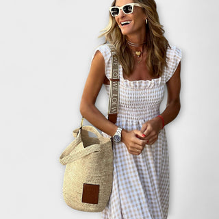 Isolina | Vestido maxi de cuadros con volantes