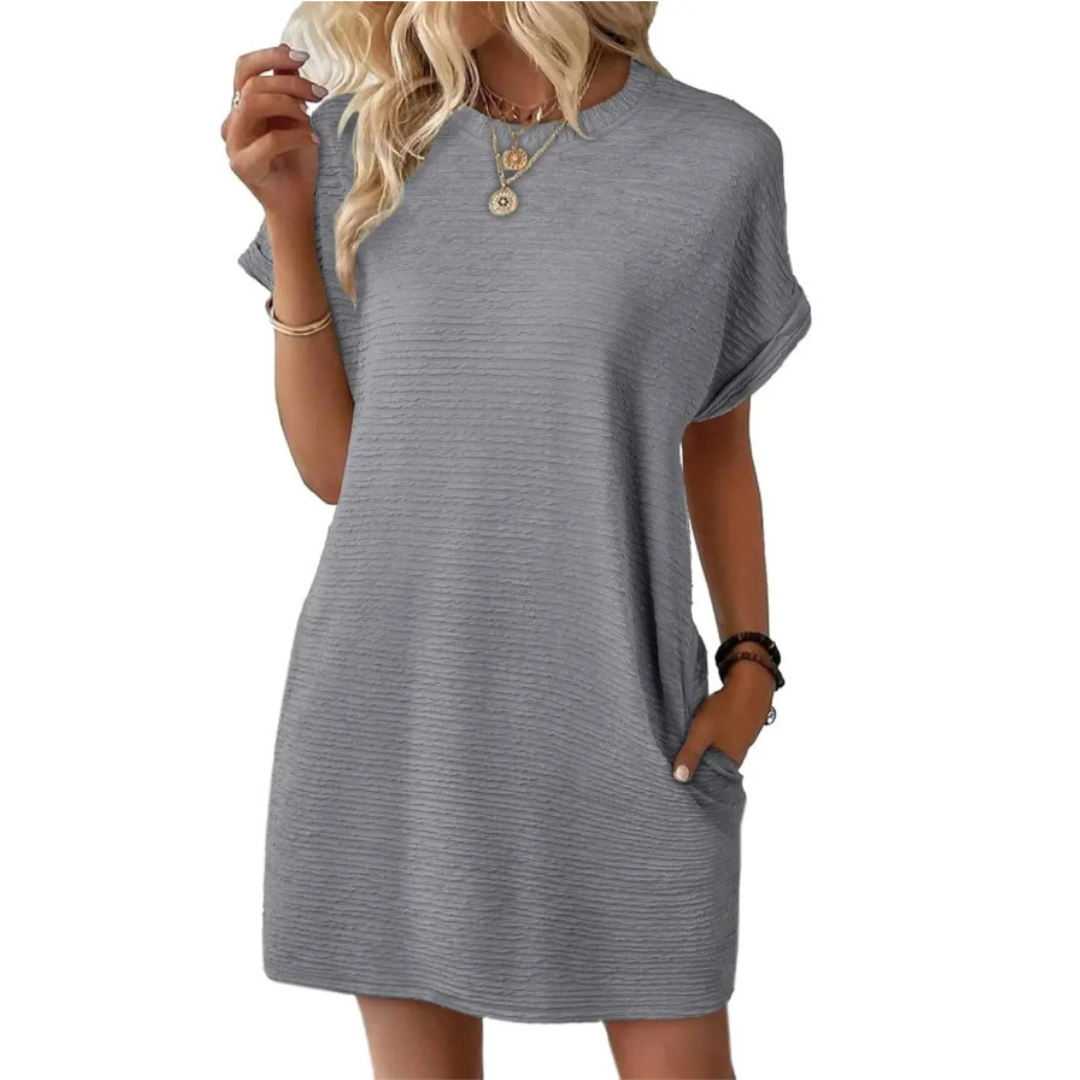 Elena – Vestido de Verano Minimalista con Cuello Redondo