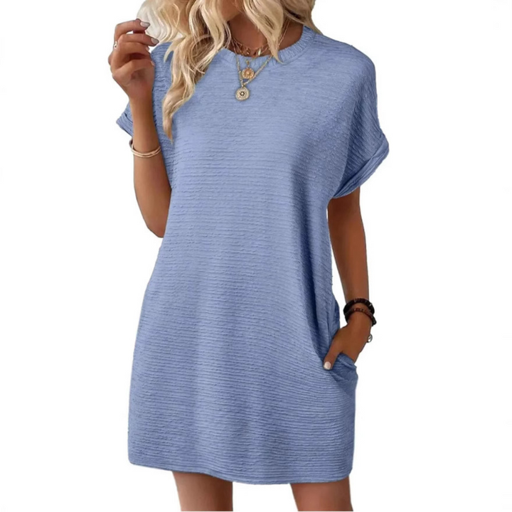 Elena – Vestido de Verano Minimalista con Cuello Redondo