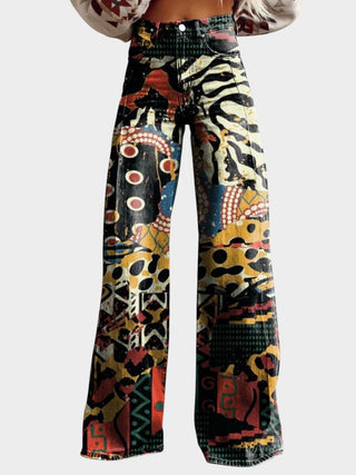 Élodie | Pantalón ancho con estampado artístico