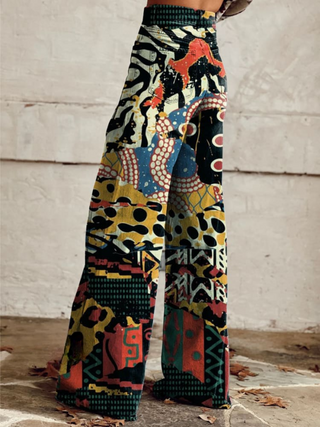 Élodie | Pantalón ancho con estampado artístico