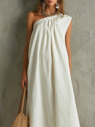Leandra | Vestido maxi blanco de un hombro