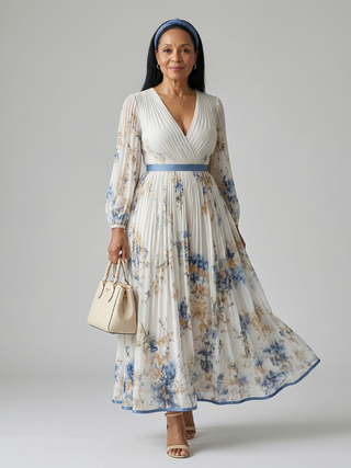 Reina | Vestido midi cruzado plisado