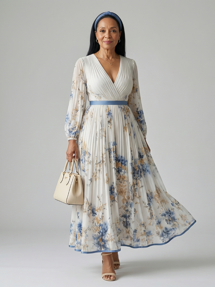 Reina | Vestido midi cruzado plisado