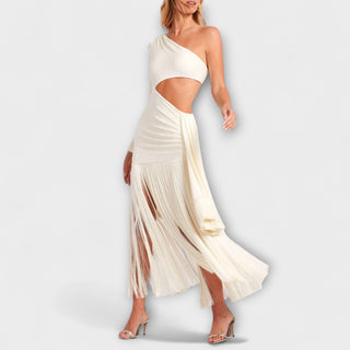 Alice | Vestido maxi con aberturas y flecos
