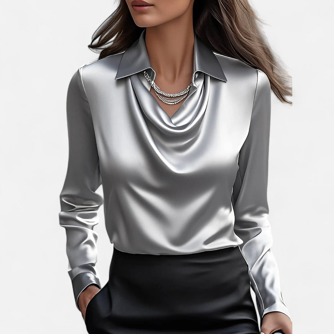 Leyre | Blusa satinada con escote drapeado