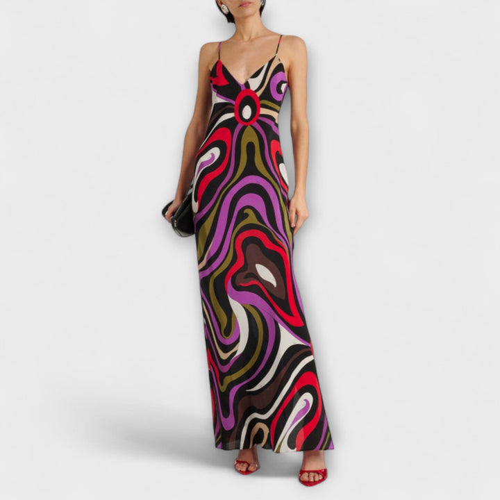 Delma | Vestido maxi con estampado de mármol