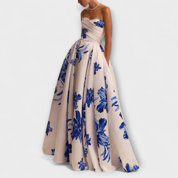 Rosalie | Vestido maxi floral de hombros descubiertos