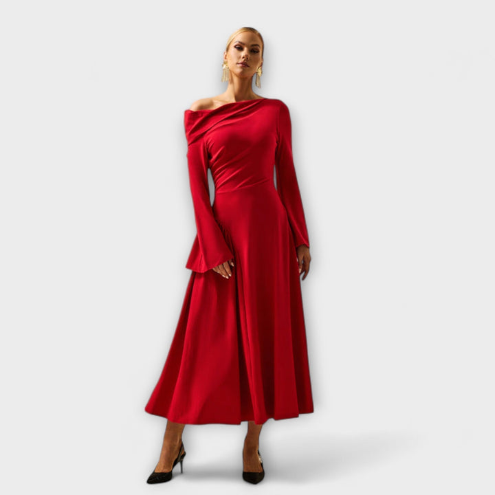 Willa | Vestido midi con hombros descubiertos