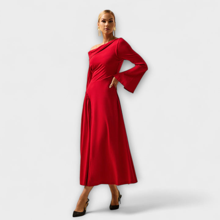 Willa | Vestido midi con hombros descubiertos