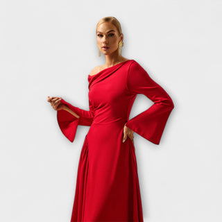 Willa | Vestido midi con hombros descubiertos