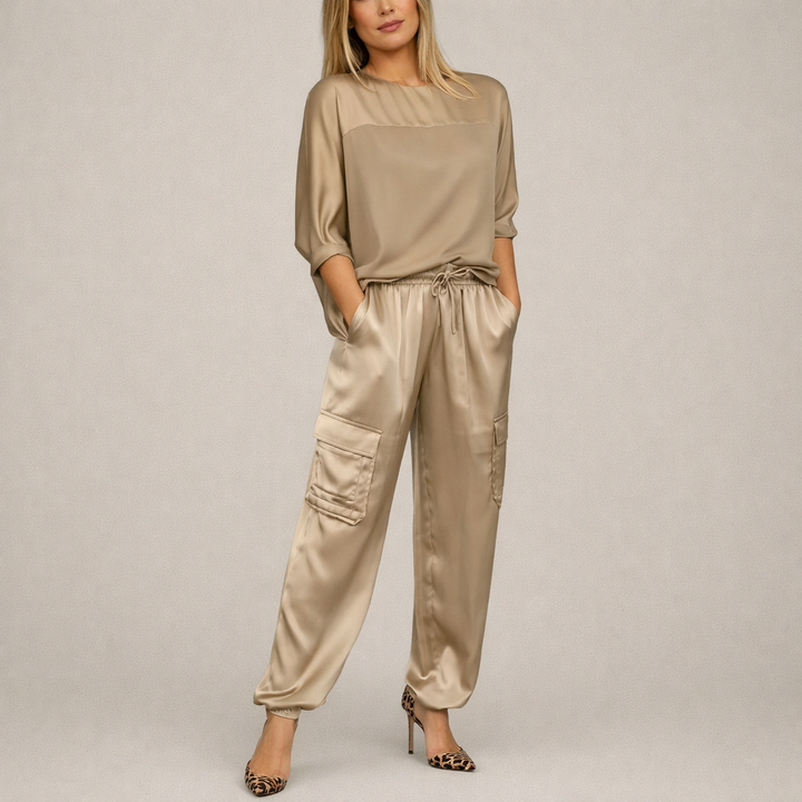 Fabiola | Conjunto satinado estilo cargo