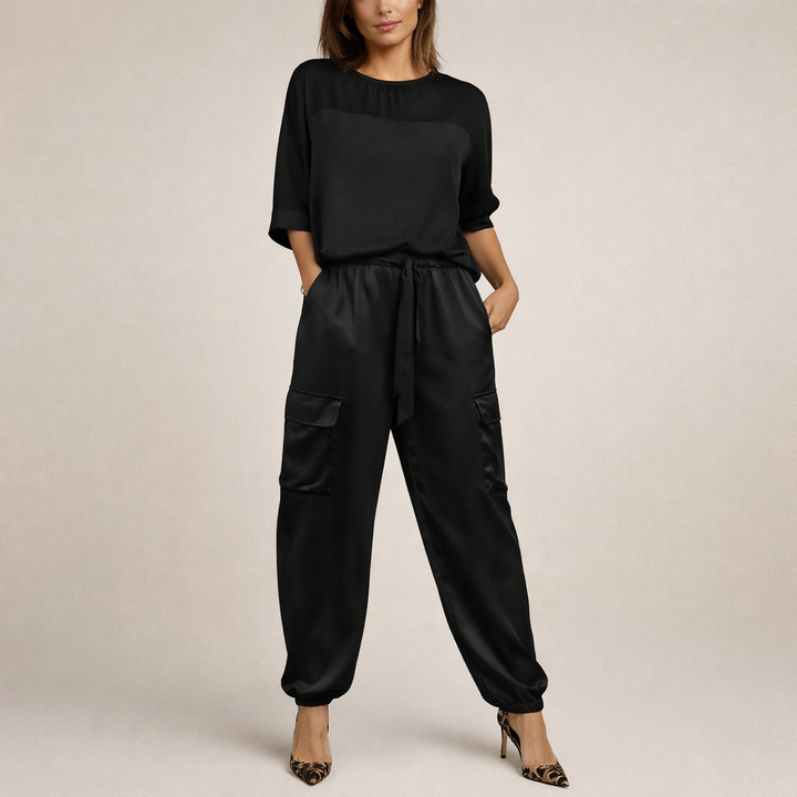 Fabiola | Conjunto satinado estilo cargo