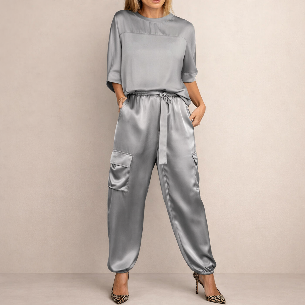 Fabiola | Conjunto satinado estilo cargo