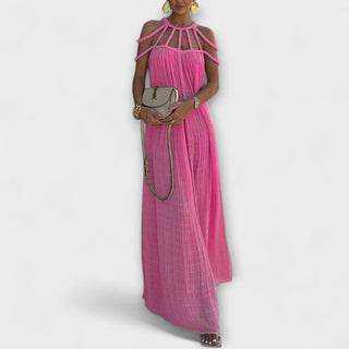 Briar | Vestido maxi de lino con tirantes drapeados
