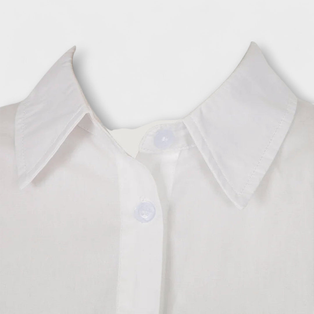 Selma | Vestido plisado blanco de manga larga