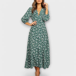 Edelmira | Vestido maxi floral con escote en V