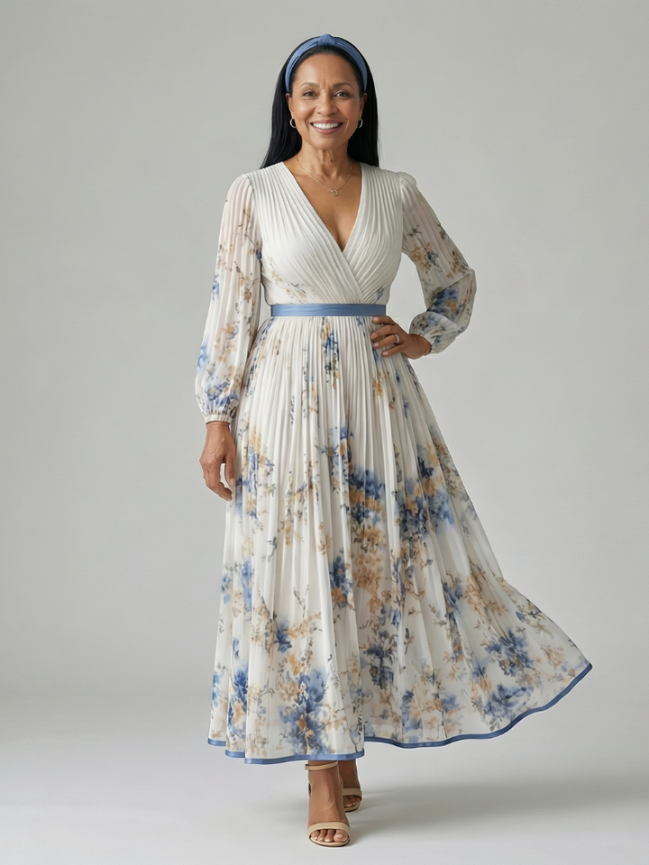 Reina | Vestido midi cruzado plisado