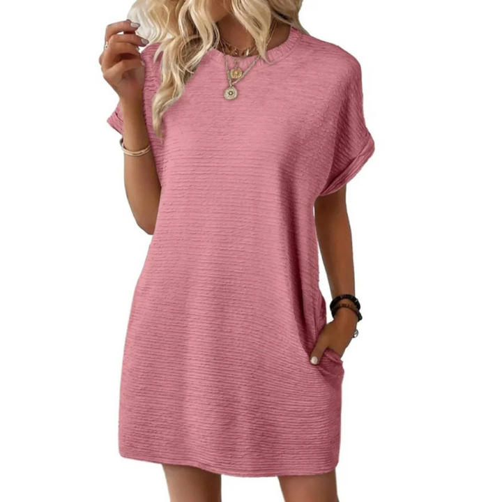 Elena – Vestido de Verano Minimalista con Cuello Redondo
