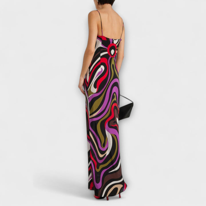 Delma | Vestido maxi con estampado de mármol