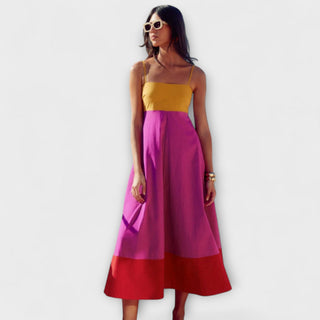 Garbiñe | Vestido de tirantes color block