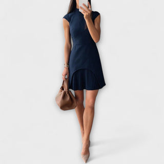 Elowen | Vestido corto patchwork de cuello alto