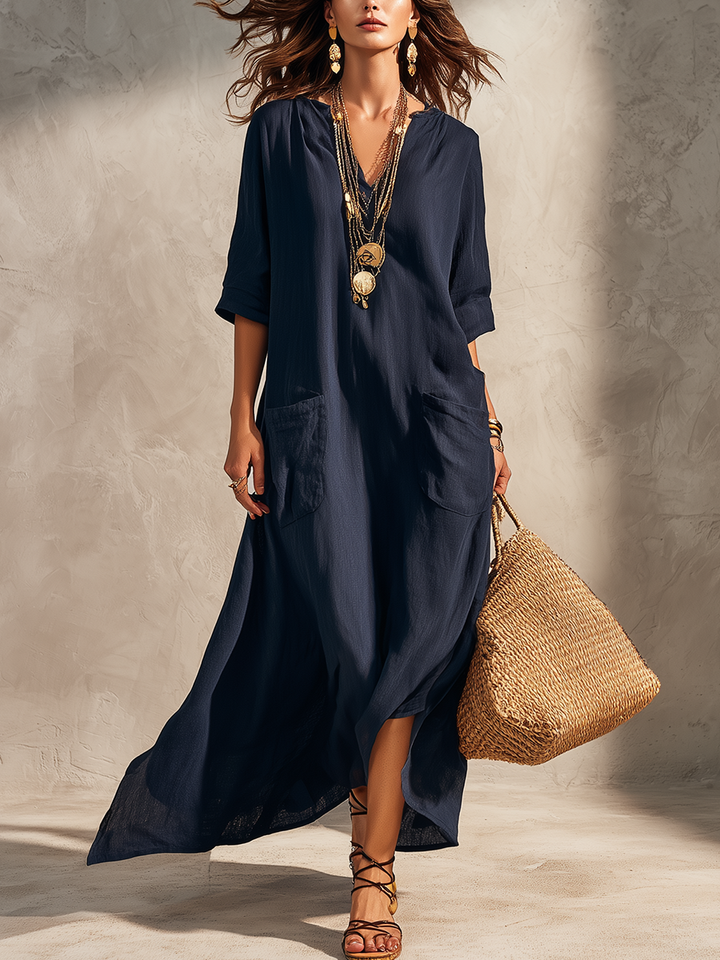 Dafnea | Vestido camisero azul medianoche
