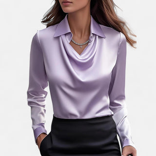 Leyre | Blusa satinada con escote drapeado