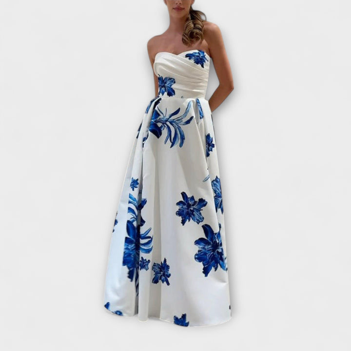 Rosalie | Vestido maxi floral de hombros descubiertos