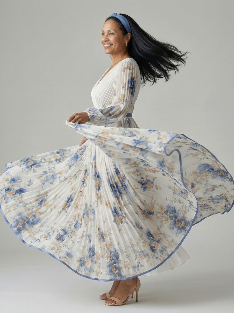 Reina | Vestido midi cruzado plisado