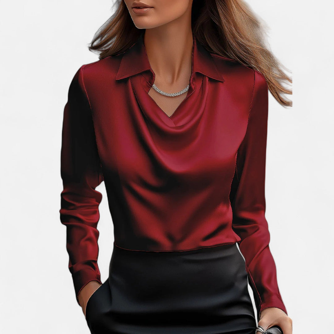 Leyre | Blusa satinada con escote drapeado