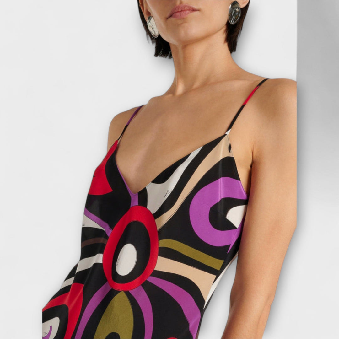 Delma | Vestido maxi con estampado de mármol