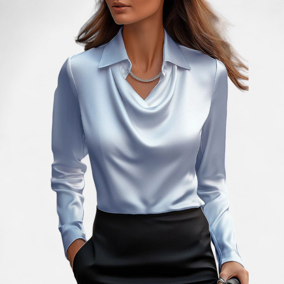 Leyre | Blusa satinada con escote drapeado