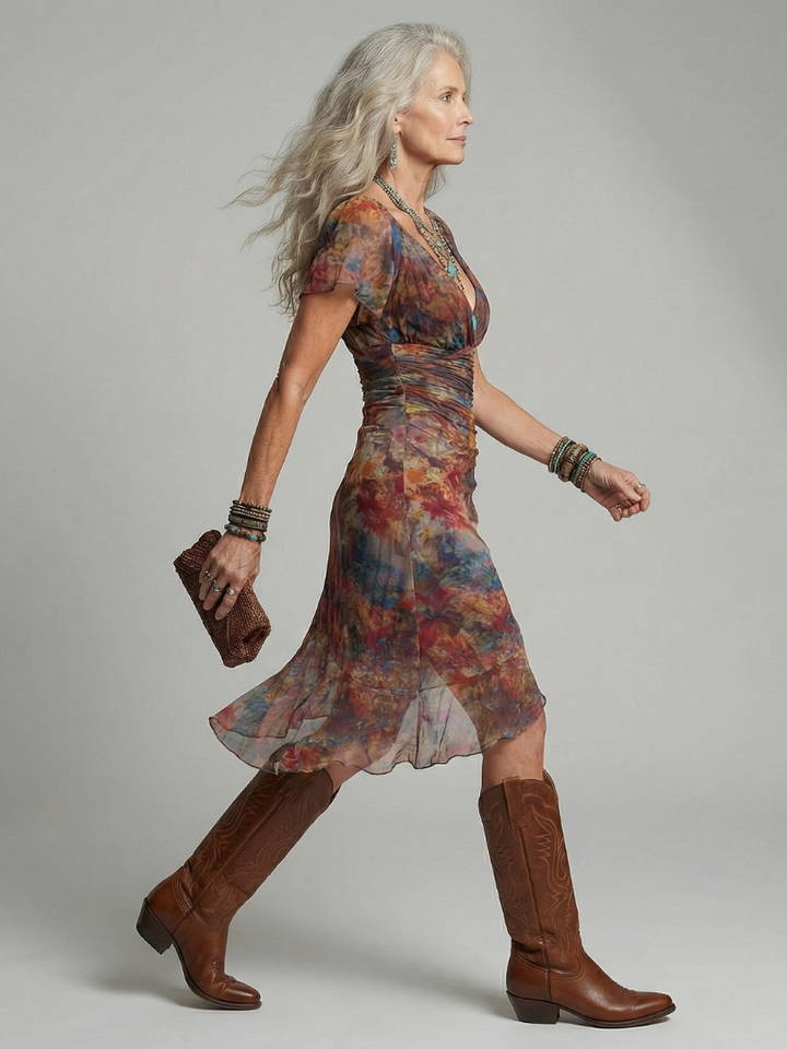 Vianey | Vestido midi con bajo asimétrico