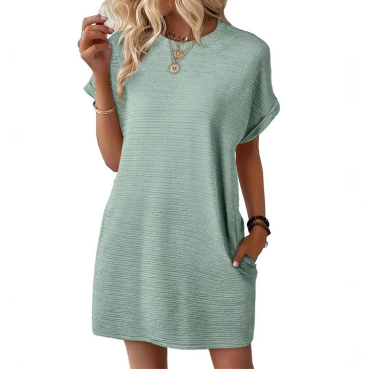 Elena – Vestido de Verano Minimalista con Cuello Redondo