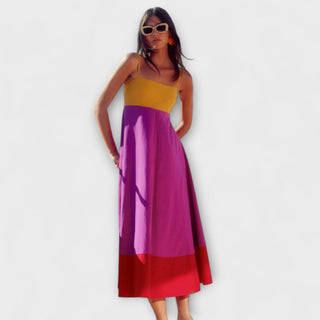 Garbiñe | Vestido de tirantes color block