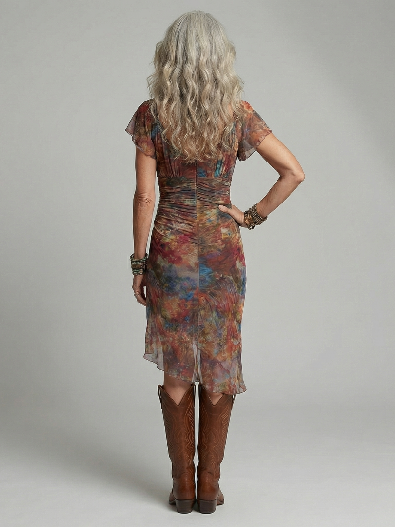 Vianey | Vestido midi con bajo asimétrico