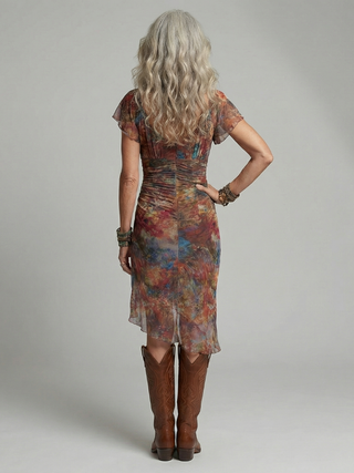 Vianey | Vestido midi con bajo asimétrico