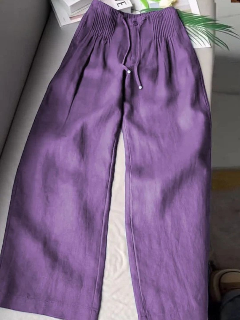 Constanza | Pantalón ancho de algodón y lino