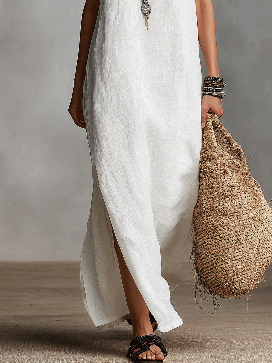 Liliana | Vestido maxi blanco sin mangas