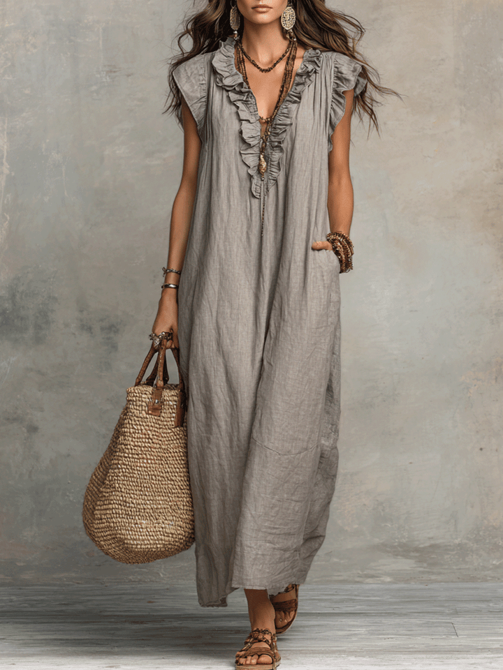 Oriane | Vestido maxi boho con escote en V