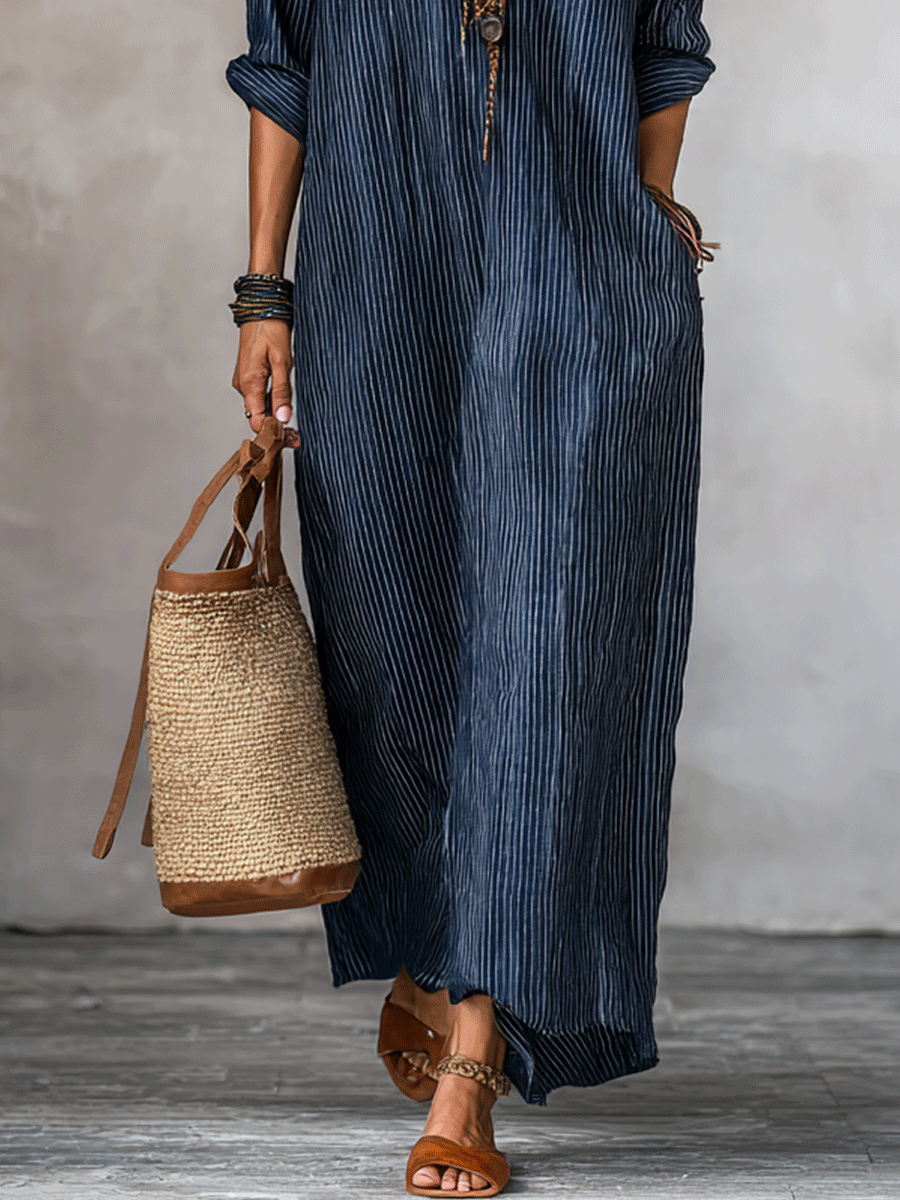 Justina | Vestido maxi índigo holgado
